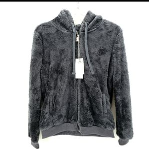 Cozy Grey Fuzzy Faux Fur Zip Up Teddy Hoodies